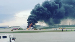 Superjet загорелся при жесткой посадке в Шереметьево