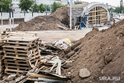 Строительная площадка нового музыкального фонтана на городской эспланаде. Пермь
