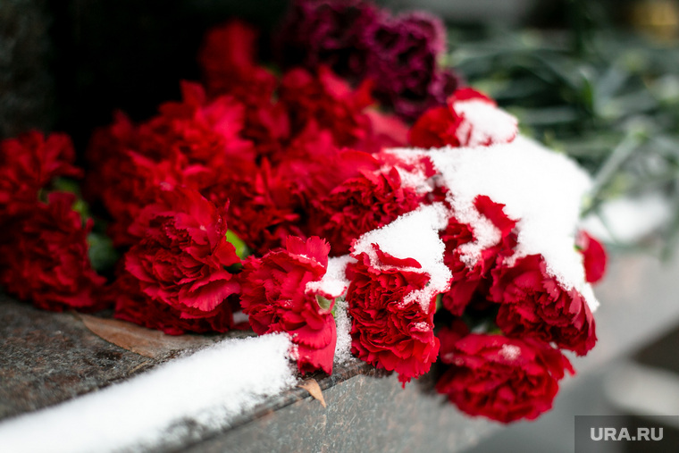 Прощание с Геннадием Бухтиным на Троекуровском кладбище. Москва, снег, траур, гвоздики, цветы, память, мемориал