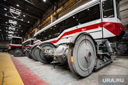 Новые трамвайные вагоны, представленные на Уральском заводе транспортного машиностроения. Екатеринбург