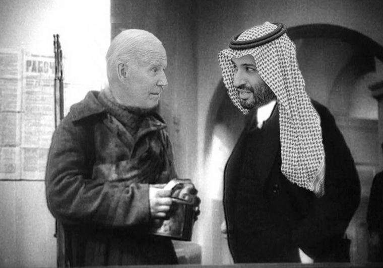 Россиян рассмешила встреча Байдена и принца Саудовской Аравии, которая выглядела как хрестоматийная встреча Ленина и солдата, ищущего «кипяточек»