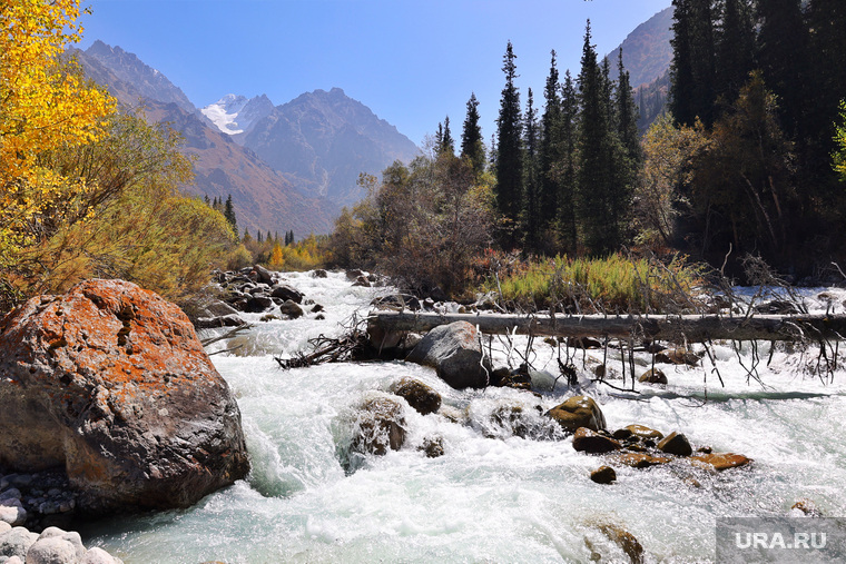 Бишкек, горная река, киргизия, кыргызстан, горы