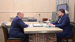 Глава правительства Михаил Мишустин (слева) и гендиректор «Росагролизинга» Павел Косов (справа) обсудили строительство отечественных судов для экспорта зерна
