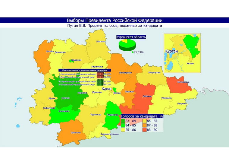 В каждом округе Владимира Путина поддержали не менее 83% избирателей