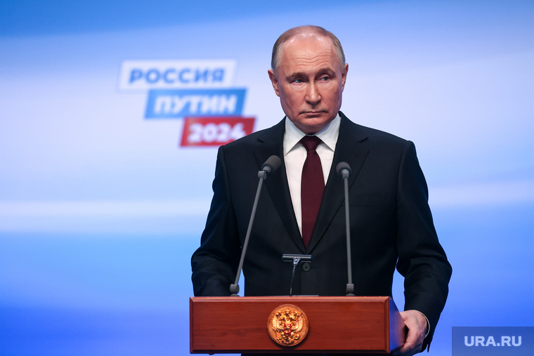 Президент России Владимир Путин на пресс-конференции после окончания голосования на президентских выборах 2024. Москва, путин владимир