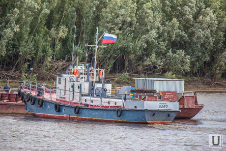 Мост через Вах. Излучинск, корабль, переправа, баржа