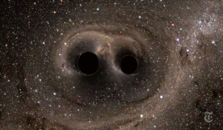Гравитационные волны возникли в результате столкновения двух чёрных дыр