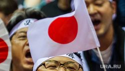 Турнир по дзюдо серии Большой Шлем. Тюмень, япония, веер, болельщики, флаг японии