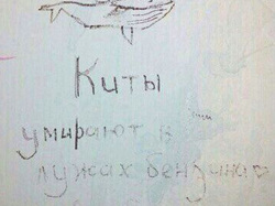 Дети рисуют кита как символ самоубийства