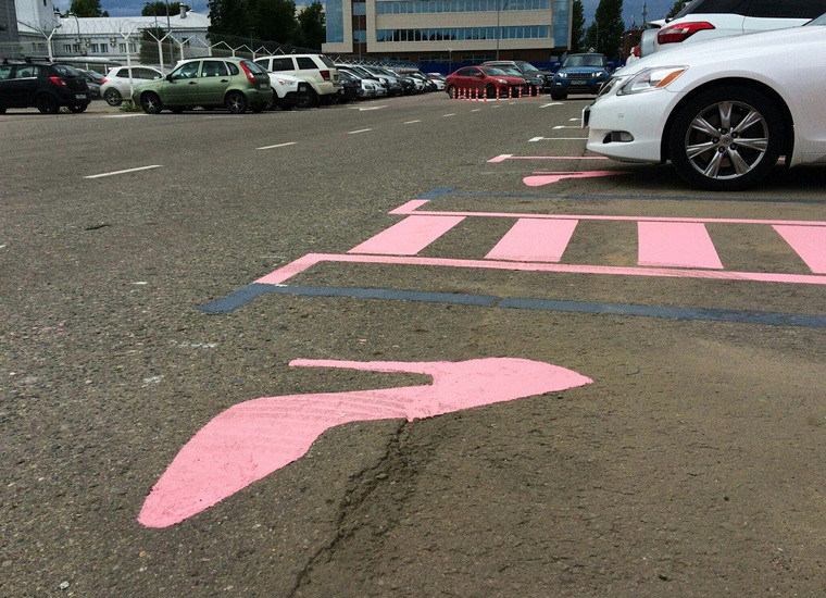 Розовая «зебра» и туфелька, по мнению представителей аэропорта «Домодедово», помогут автоледи удобно припарковать машину на стоянке