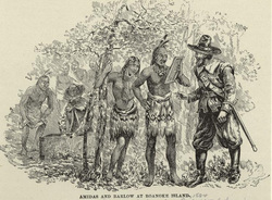 Поселенцы форта Роанок с аборигенами.
