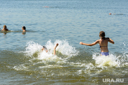 Городской пляж на Шершневском водохранилище Челябинск, лето, жара, отдых на воде, городской пляж шершневский