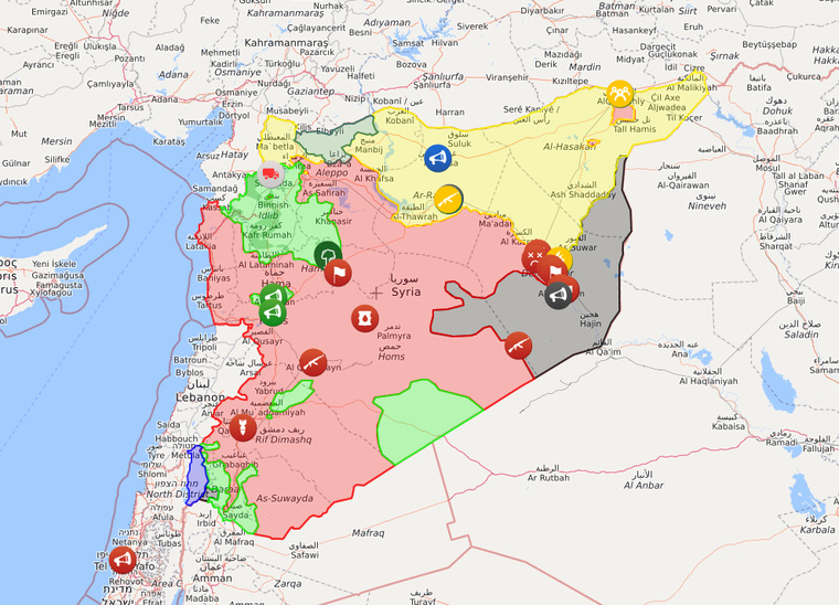 Карта боевых действий в Сирии на 18 октября 2017 года