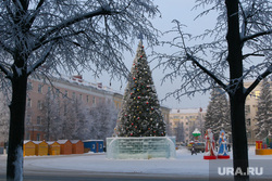Зимний Курган., площадь ленина, новогодняя елка, город курган, зима