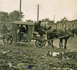 Челябинский дилижанс, 1913 год. Снимок воспроизведён на стереооткрытке