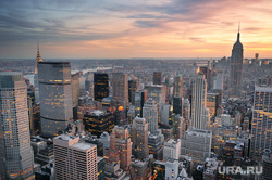 Клипарт depositphotos.com, сша, небоскребы, закат нью йорка, панорамный вид