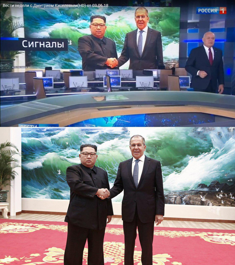 В отличие от Кима Лавров выглядит одинаково на обоих снимках
