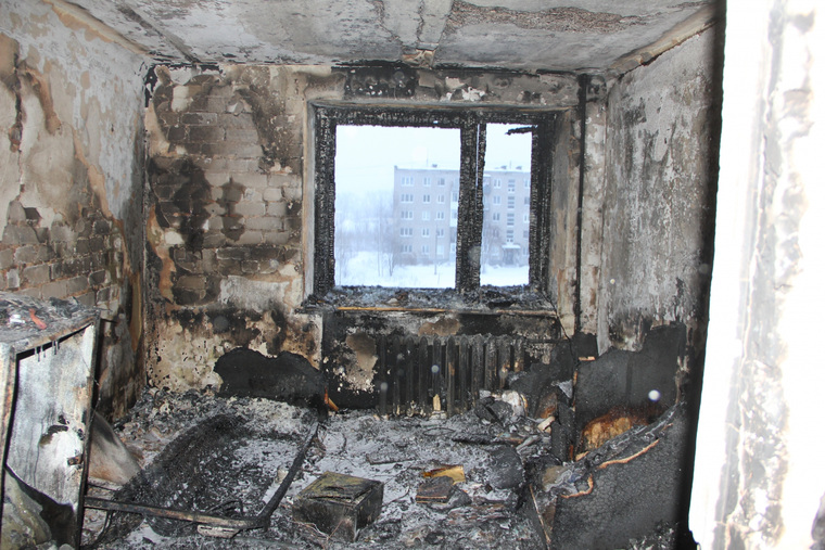 Комната после пожара