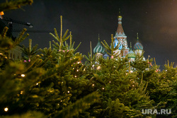 Новогодняя ярмарка на Красной Площади. Москва, елки, елочный базар, новый год, новогодняя ярмарка, собор василия блаженного, покровский собор