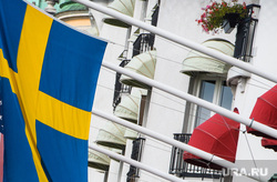 Виды Стокгольма. Швеция.ЛГБТ, флаг сша, флаг великобритании, флаг швеции