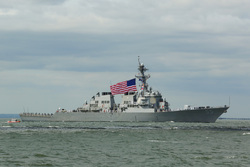 Клипарт depositphotos.com, море, американский флаг, военный корабль, эсминец сша