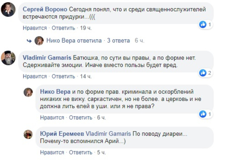 Председатель епархиального суда РПЦ Владимир Гамарис посоветовал Литовке сдерживать эмоции