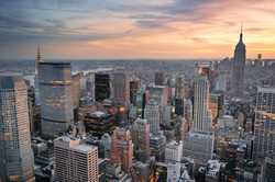 Клипарт depositphotos.com, сша, небоскребы, закат нью йорка, панорамный вид