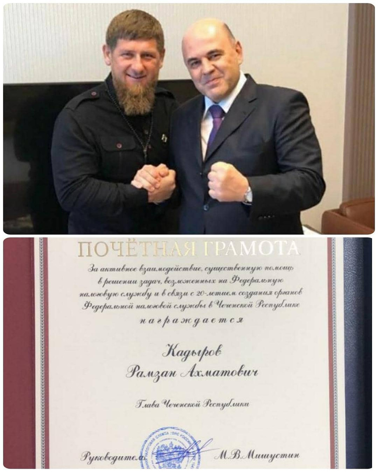 Рамзана Кадырова наградили за вклад в развитие налоговой системы Чечни