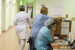 Презентация новой техники в областном онкодиспансере. Курган, пост медсестры, медсестра, приемный покой, пост, коридор больницы, картотека, врач, больница, медработник
