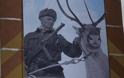 На плакате к 9 Мая изображен финский солдат с оленем