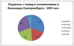 Число пациентов с COVID-19 и пневмониями в больницах Екатеринбурга на 25 мая