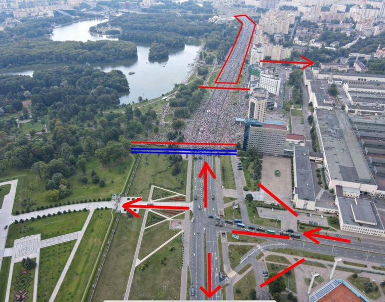 Для беларусов рисуют маршруты передвижения на протестах