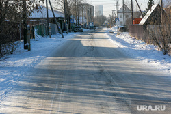 Окраины, дома, дороги. Тюмень, зима, дорога, частный сектор
