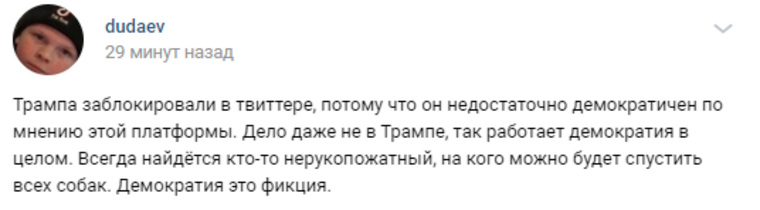 Некоторые пользователи разочаровались в демократии после блокировки Трампа