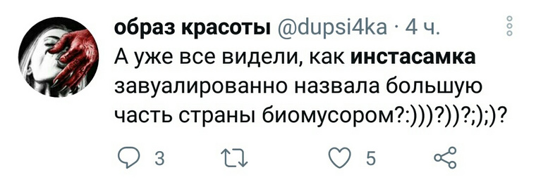 В социальной сети Twitter тоже вовсю обсуждают пост. Комментаторы сочли ее слова оскорбительными