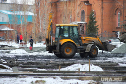 Благоустройство городского парка в снег. Курган , снег, экскаватор, горсад, благоустройство парка, строиетльные работы