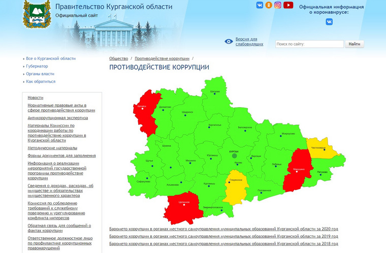 По данным барометра коррупции, самая сложная ситуация в Целинном районе