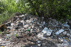 Несанкционированная свалка мусора. Курган, мусор, мусор на природе, отходы, мусор в кустах, куча мусора, свалка, помойка, несанкционированная свалка, бытовые отходы
