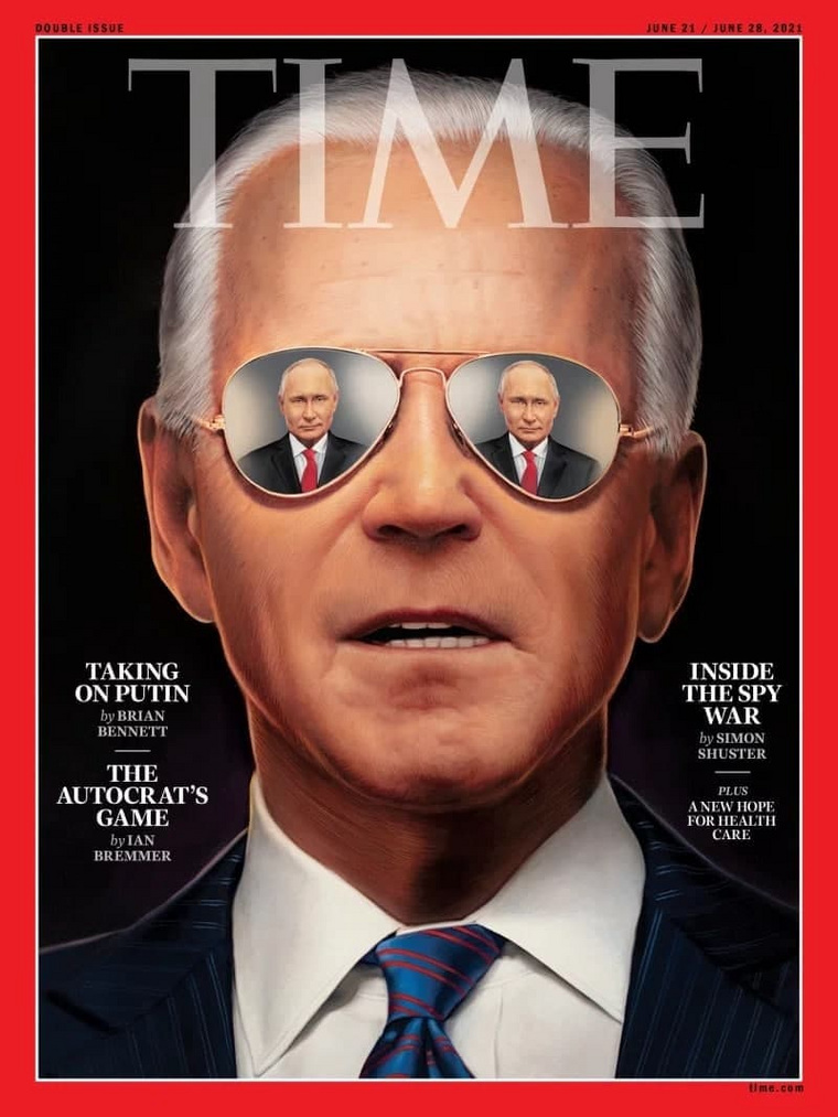 Обложка нового выпуска журнала Time посвящена встрече Путина и Байдена