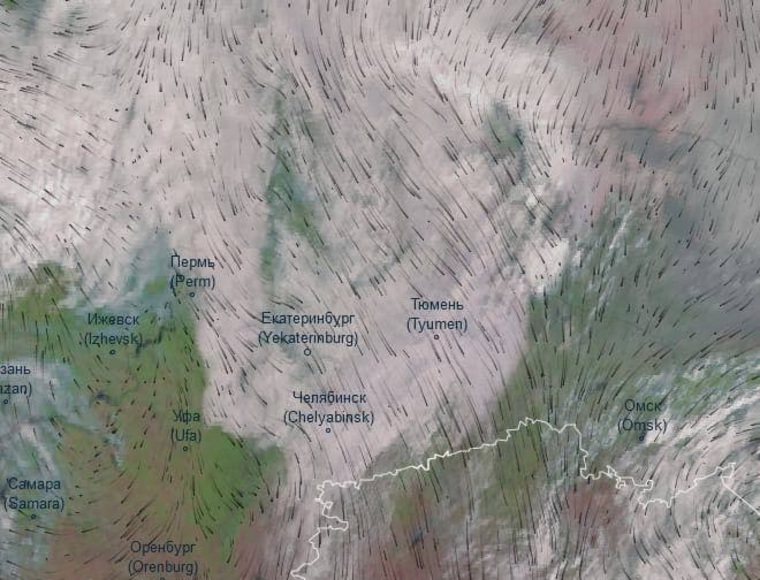 Так выглядит ситуация на Урале с космических высот