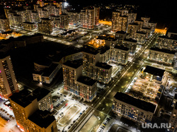 Виды Екатеринбурга, спальный район, жилые дома, ночь, вид сверху, виды екатеринбурга, микрорайон академический