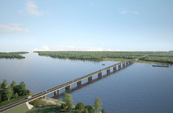 3D-модель моста через Обь в районе Сургута