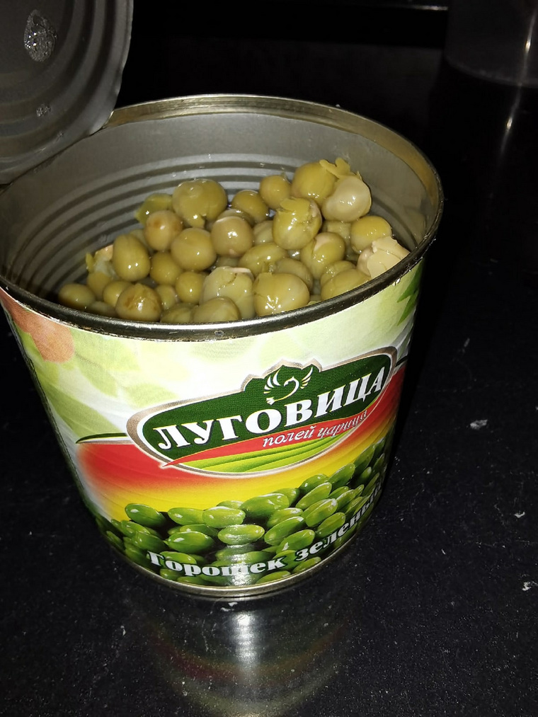 Проросший горошек в продуктовом наборе