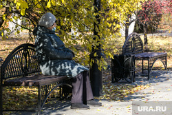 Осенний город. Тюмень, пенсионерка, листья, желтые листья, пожилая женщина, бабушка, пожилой человек, осень, осенние листья