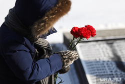 Акция «Защитим память героев» в честь 23 февраля. Курган, ребенок, гвоздики, день памяти, цветы, похороны, возложение цветов, памятник