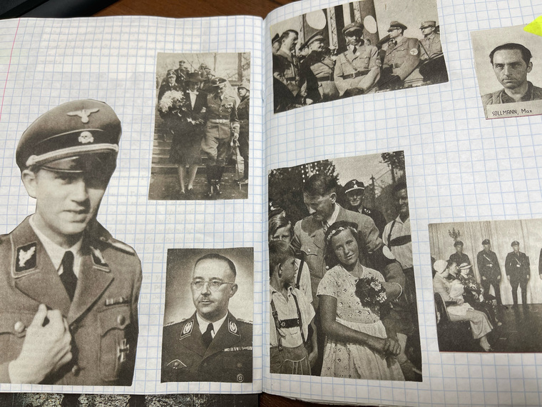 В дневнике студента нашли фото Адольфа Гитлера (внизу с детьми) и немецких офицеров