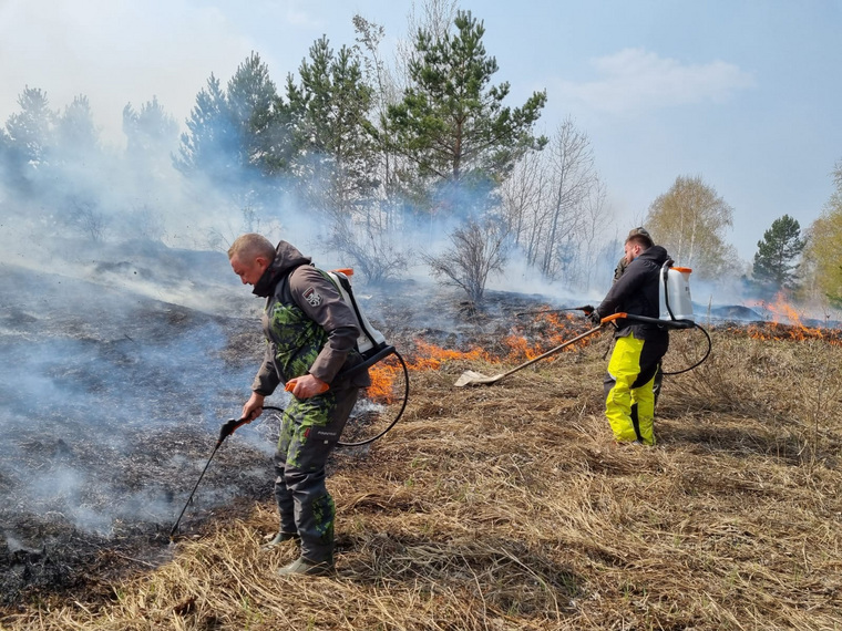 Группа курганцев на квадроциклах помогла потушить пожар у деревни Передергина (Кетовский район)