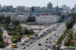 Виды Екатеринбурга, автомобильная пробка, дорожное движение, город екатеринбург, проспект ленина, плотинка, вид сверху