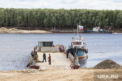 Мост через Вах. Излучинск, переправа, корабль, баржа