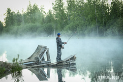 Cliparts. Surgut, river, forest, fisherman, fishing